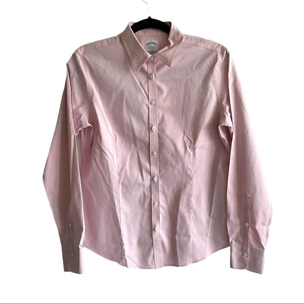 BROOKS BROTHERS Pink Cotton Stretch Button Front Shirt Size 6